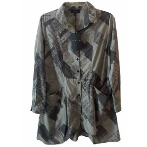 JASON Comfy USA Sz S Gray Block Nylon Lagenlook Shirt Tunic Avant Garde